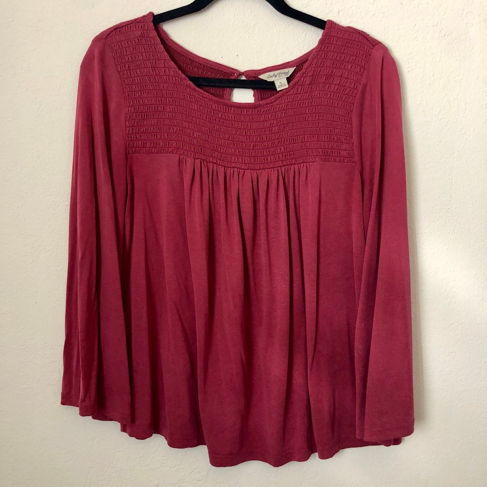 Lucky Brand Red Peasant Blouse Small